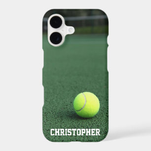 Yellow Tennis Ball on Green Court Personalized iPhone 17 Case