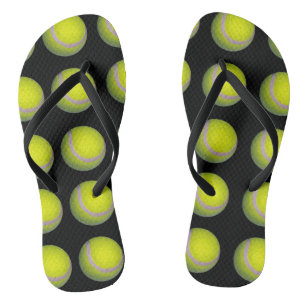 Yellow Tennis Ball Pattern, Flip Flops