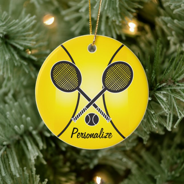 Yellow Tennis Ball | Personalize Ceramic Ornament (Tree)