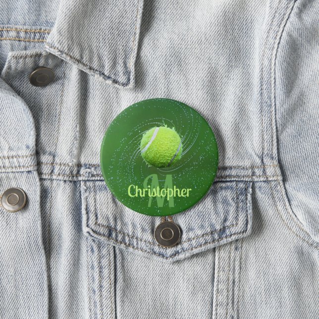 Yellow Tennis Ball Personalized Button (In Situ)