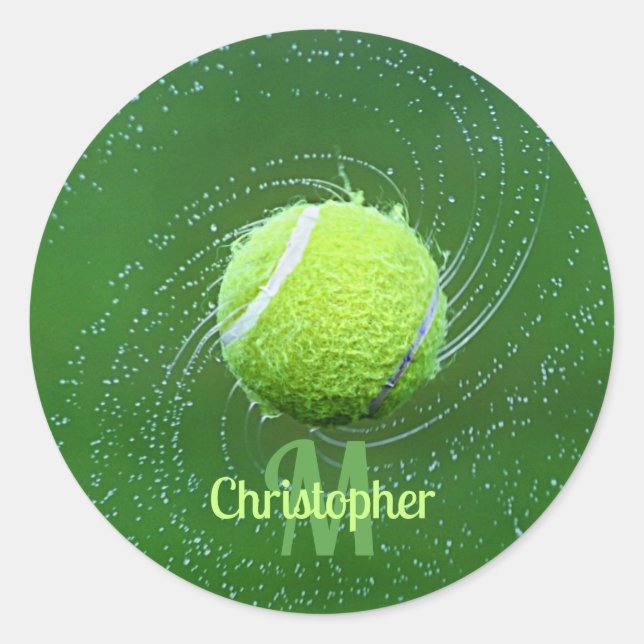 Yellow Tennis Ball Personalized Classic Round Sticker (Front)