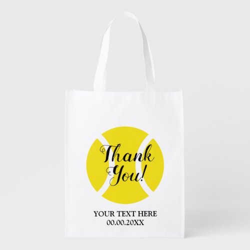 Yellow tennis ball print reusable grocery bag gift