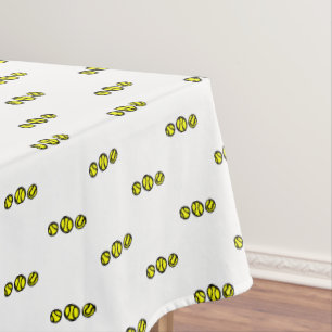 Yellow tennis ball print tablecloth design