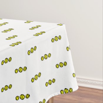 Yellow Tennis Ball Print Tablecloth Design by imagewear at Zazzle