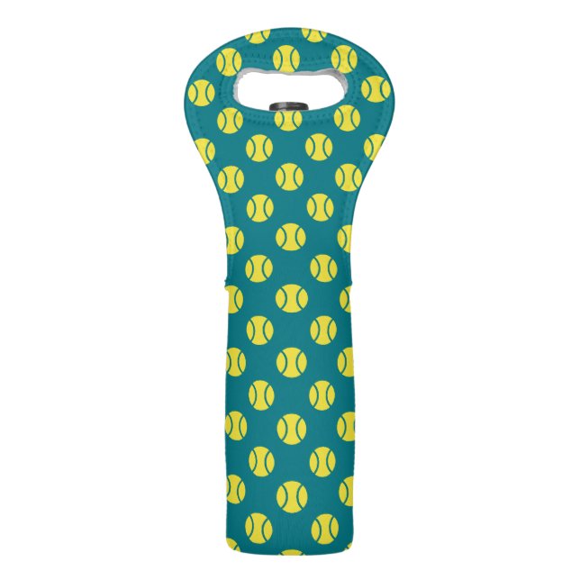 Yellow tennis ball print wine bottle tote bag (Front)