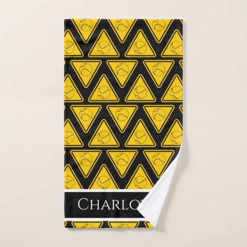 Yellow Tennis Ball Triangle Sign Personalized Cool Hand Towel