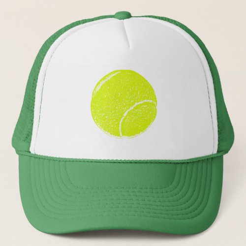 yellow tennis ball trucker hat