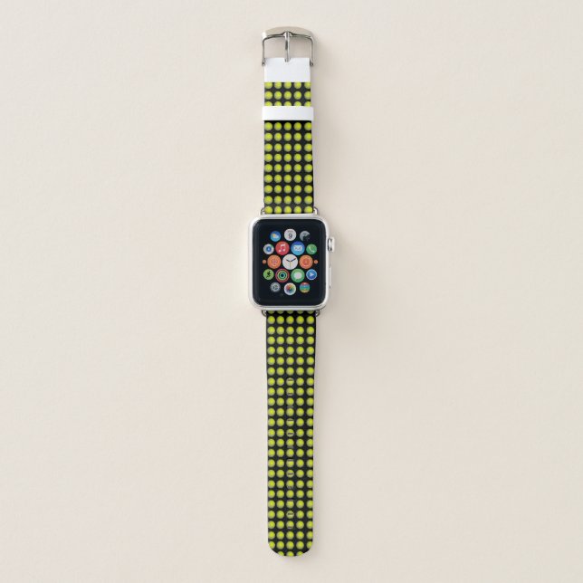 Yellow Tennis Balls On Black, Apple Watch Band (Front)