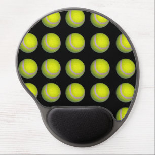 Yellow Tennis Balls On Black, Gel Mousepad