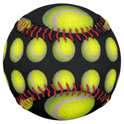 Yellow Tennis Balls On Black Softball