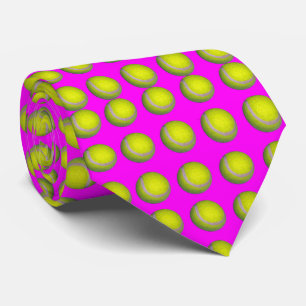 Yellow Tennis Balls On Pink, Neck Tie