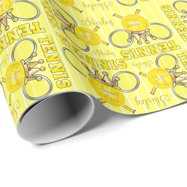 Yellow Tennis Champ  Diy Text Wrapping Paper (Roll Corner)