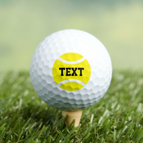 Yellow tennis print personalized Zazzle value Golf Balls