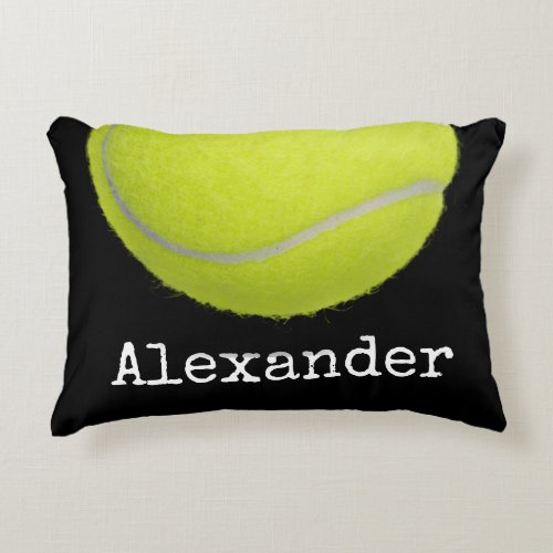 Yellow Tennisball Sports Team Personalized Black Accent Pillow