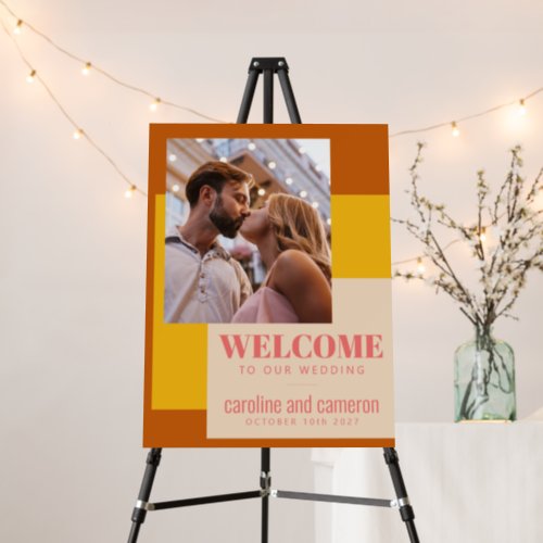 Yellow Terracotta Geometric Photo Wedding Welcome Foam Board