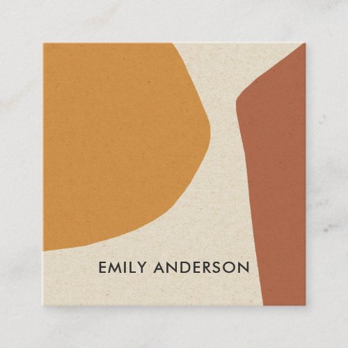 YELLOW TERRACOTTA MODERN RUSTIC ABSTRACT ARTISTIC SQUARE BUSINESS CARD
