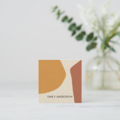 YELLOW TERRACOTTA MODERN RUSTIC ABSTRACT ARTISTIC SQUARE BUSINESS CARD (Standing Front)