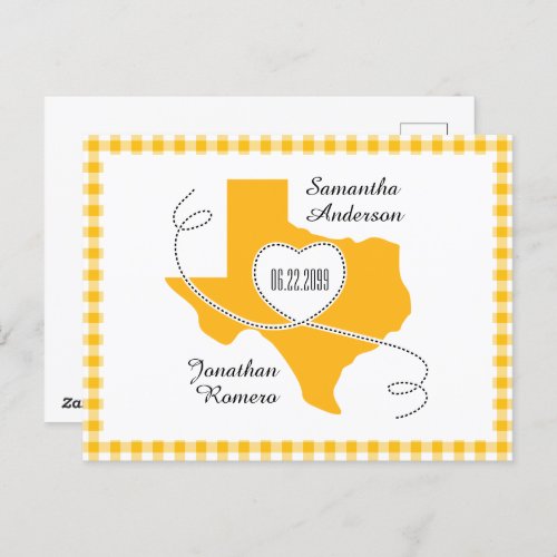 Yellow Texas Curling Ribbon Save the Date Postcard