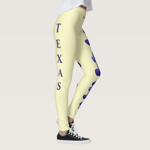 Yellow Texas State Flower Blue Bonnet Leggings