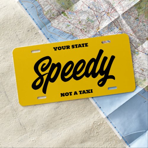 Yellow texi vanity car license plate template
