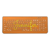 Yellow Text Custom Name on Orange Background Wireless Keyboard (Front)