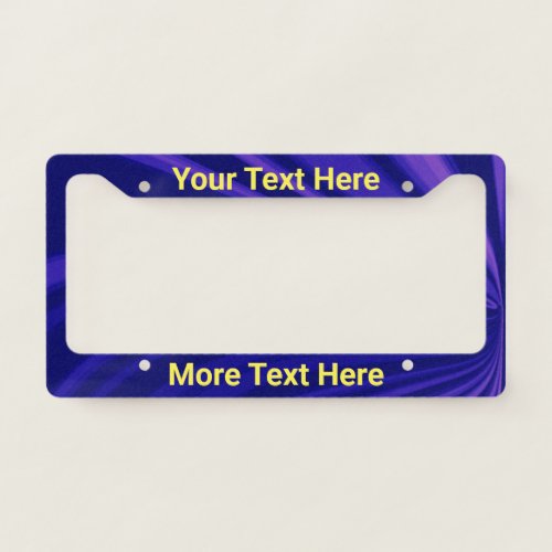 Yellow Text on Cool Purple Abstract License Plate Frame