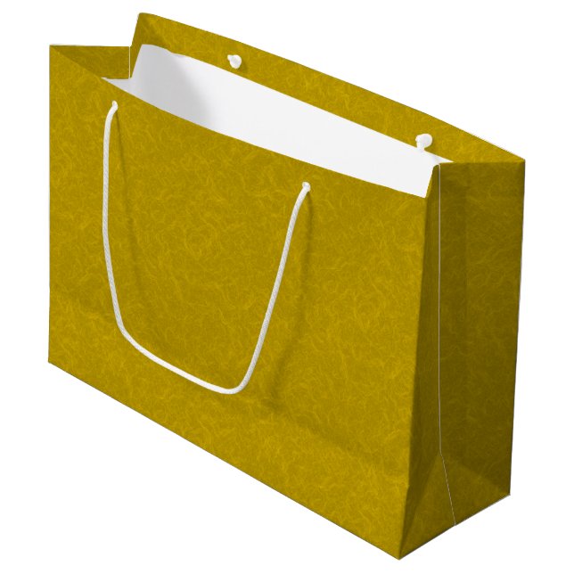 Yellow textured surface with  swirling pattern large gift bag (Front Angled)