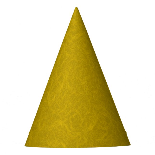 Yellow textured surface with  swirling pattern party hat (Front)