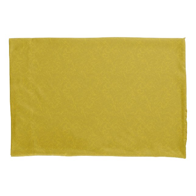 Yellow textured surface with  swirling pattern pillow case (Front-Left)