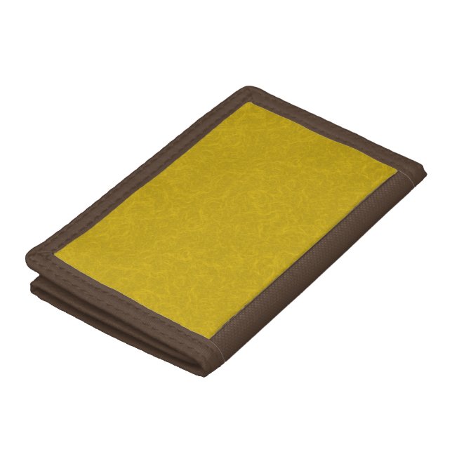 Yellow textured surface with  swirling pattern tri-fold wallet (Top)