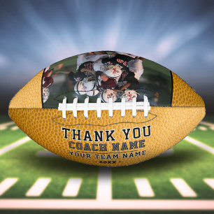 Yellow Thank you Coach Team Name Photo Football