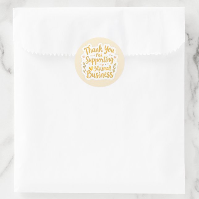 Yellow Thank You Packaging Sticker (Bag)