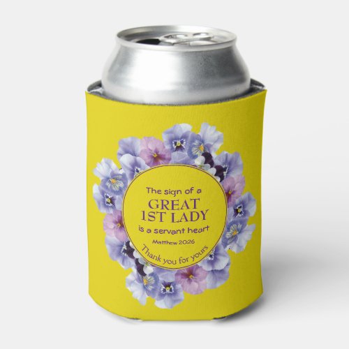 Yellow Thank You Pastor Wife 1st Lady Floral Can Cooler