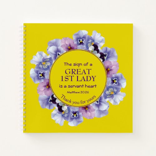 Yellow Thank You Pastor Wife 1st Lady Floral  Notebook