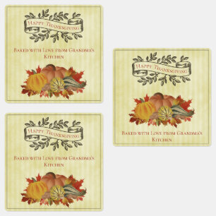 Yellow Thanksgiving Pumpkins and Squash Labels