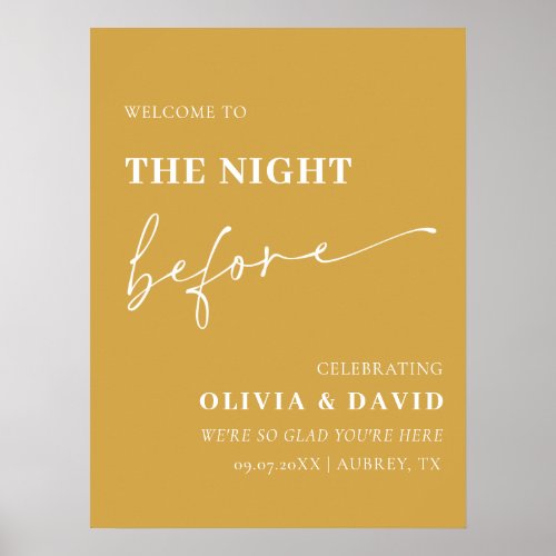 Yellow The Night Before Rehearsal Dinner Sign