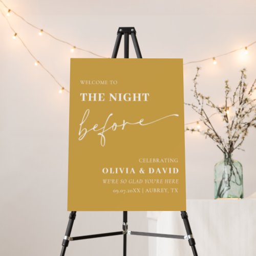 Yellow The Night Before Rehearsal Dinner Sign