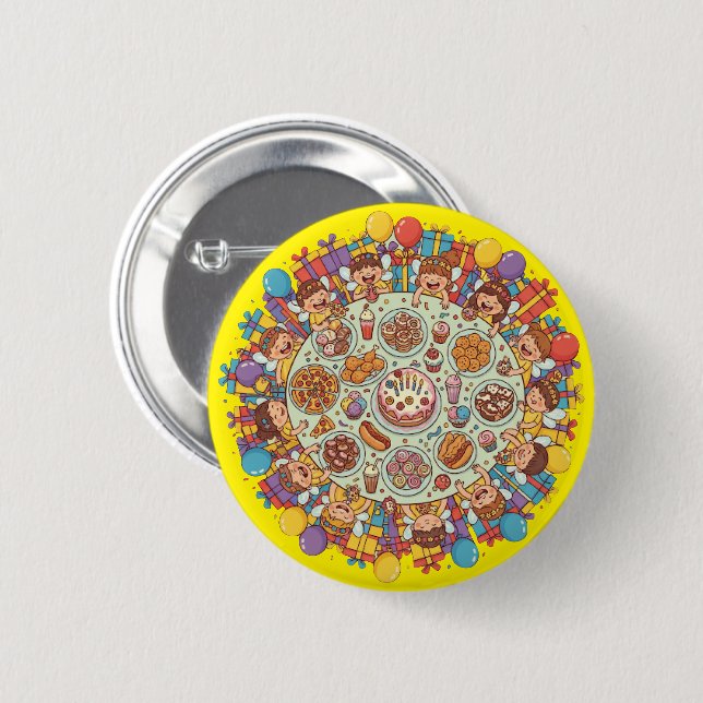 Yellow Themed Fairy Costume Party For Children Button (Front & Back)