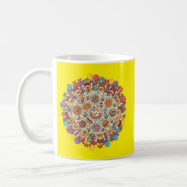 Yellow Themed Fairy Costume Party For Children Coffee Mug (Left)