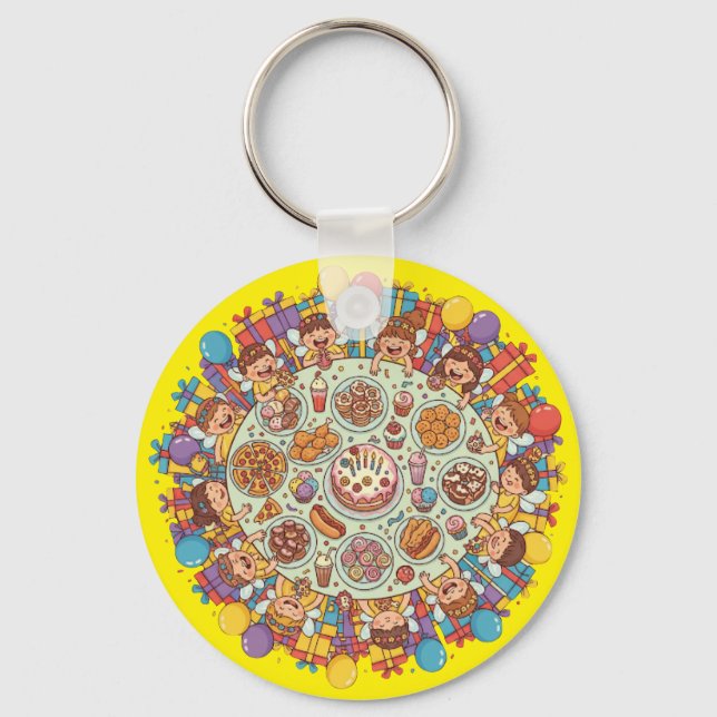 Yellow Themed Fairy Costume Party For Children Keychain (Front)