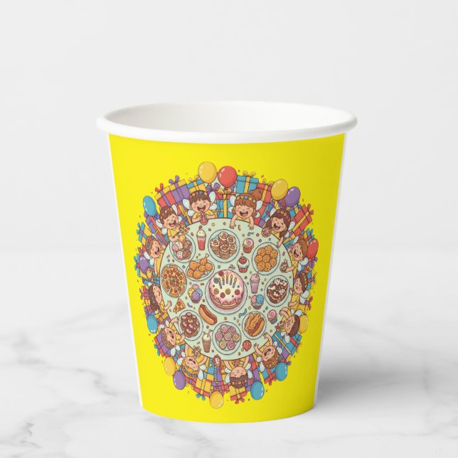 Yellow Themed Fairy Costume Party For Children Paper Cups (Front)