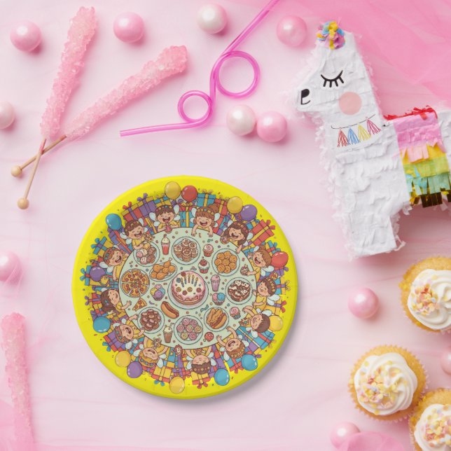 Yellow Themed Fairy Costume Party For Children Paper Plates (Party)