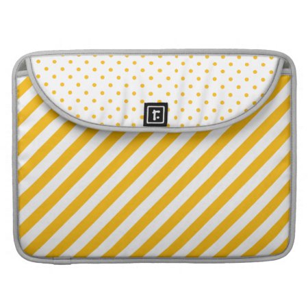 Yellow Thick Stripes And Polka Dot Laptop Sleeve |