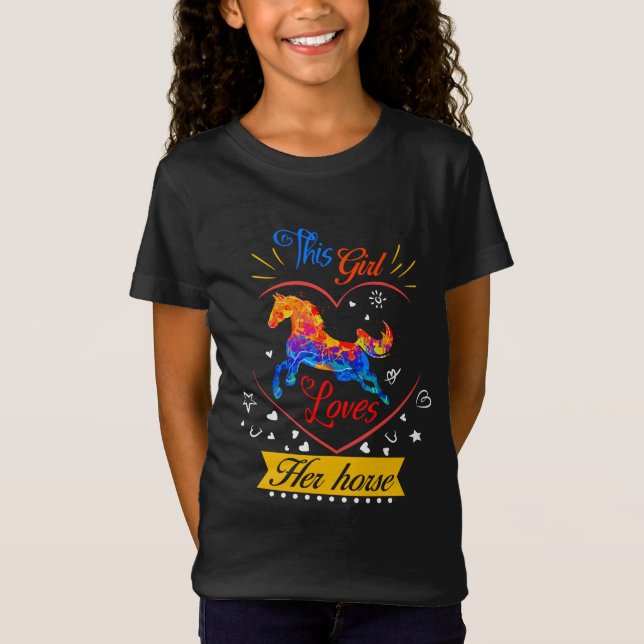 Yellow This Girl Loves Her Horse  T-Shirt (Front)