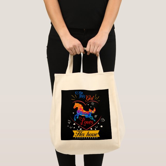 Yellow This Girl Loves Her Horse   Tote Bag (Front (Product))