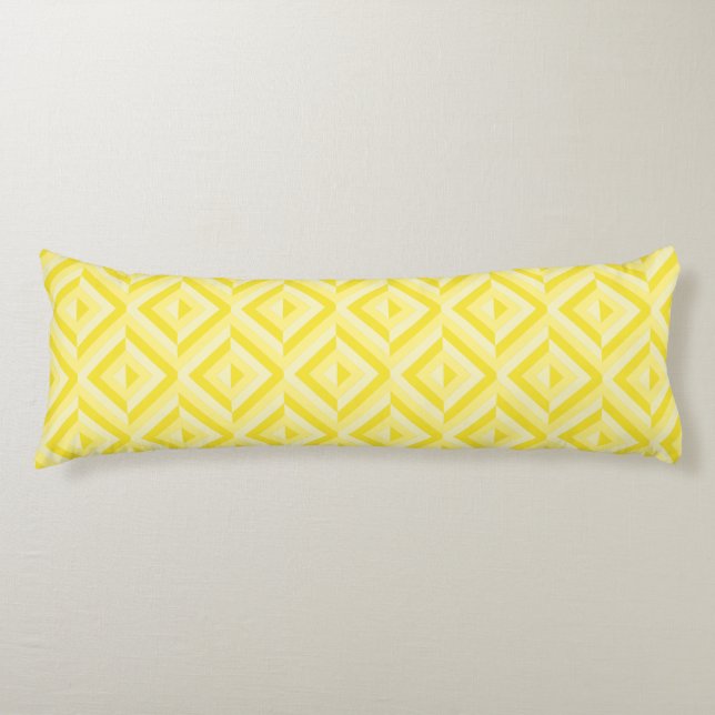 Yellow Three-Tone Diamond Pattern Body Pillow (Front)