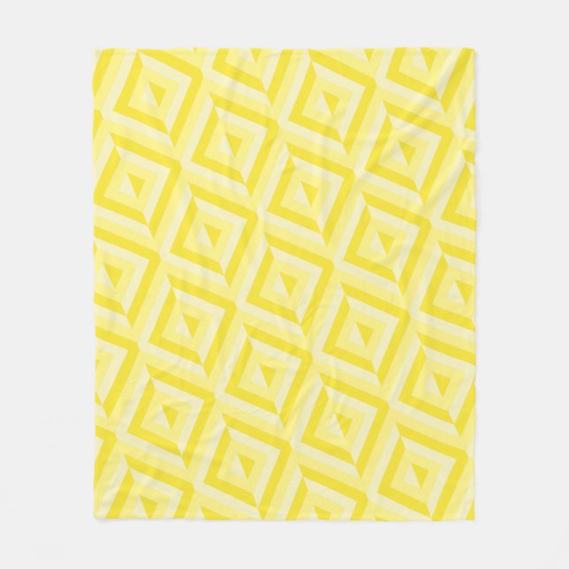 Yellow Three-Tone Diamond Pattern Fleece Blanket (Front)