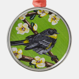 Yellow Throat Warbler ~ Spring Metal Ornament