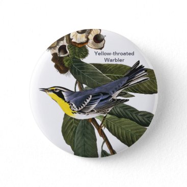 Yellow-throated Warbler, John James Audubon, Bird Button