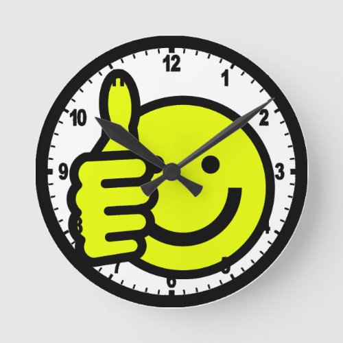 Yellow Thumbs Up Round Clock